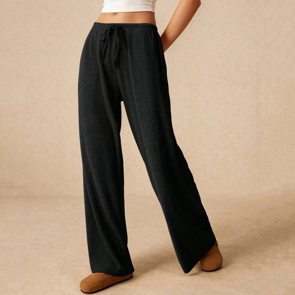 Damenmode Weitbeinige Hosen Locker zum Schnüren Lässige Hosen