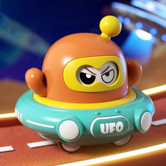 Back UFO Car Toy Inertial Drive Children Cartoon Spaceship Toddlers