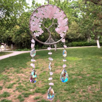 Artisanat Moderne en Cristal Brut Décoration Maison Jardin Pierres Naturelles Améthyste Rose Verte Attrape-rêves Attrape-soleil Carillons Éoliens Marque YUXIN