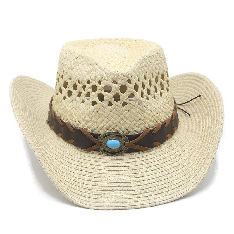 Hot-selling Hollow Straw Jazz Hat Retro American Western Cowboy Hat Summer Vacation Wind Sun Protection Straw Hat