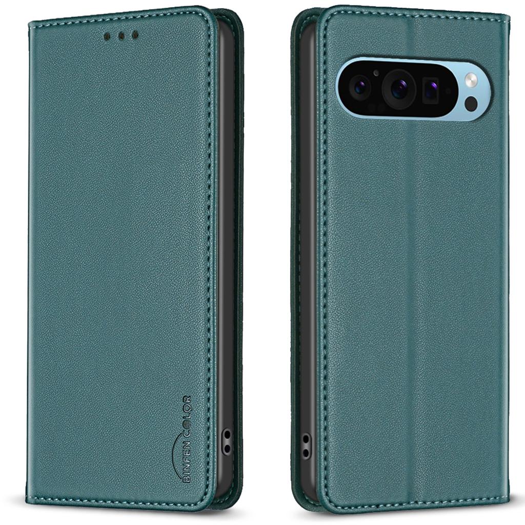 BINFEN COLOR BF18 For Google Pixel 9 Pro XL Case PU Leather Viewing Stand Phone Cover with 3 Card Holder