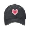 Pink Heart Logo Washed Cotton Baseball Cap Unisex Adjustable Dad Hat Fashion Streetwear Accessory for Casual Outfits