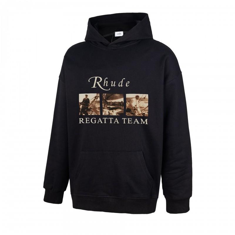 RHUDE Sweat à capuche en coton épais à imprimé graphique pour homme Décontracté Coupe ample Streetwear Jeune
