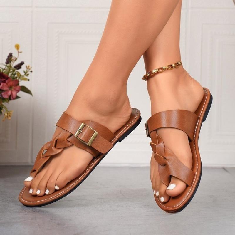 New Style Woven Flat Shoes for Women with LACES Lightweight and Casual Beach Flip-flops