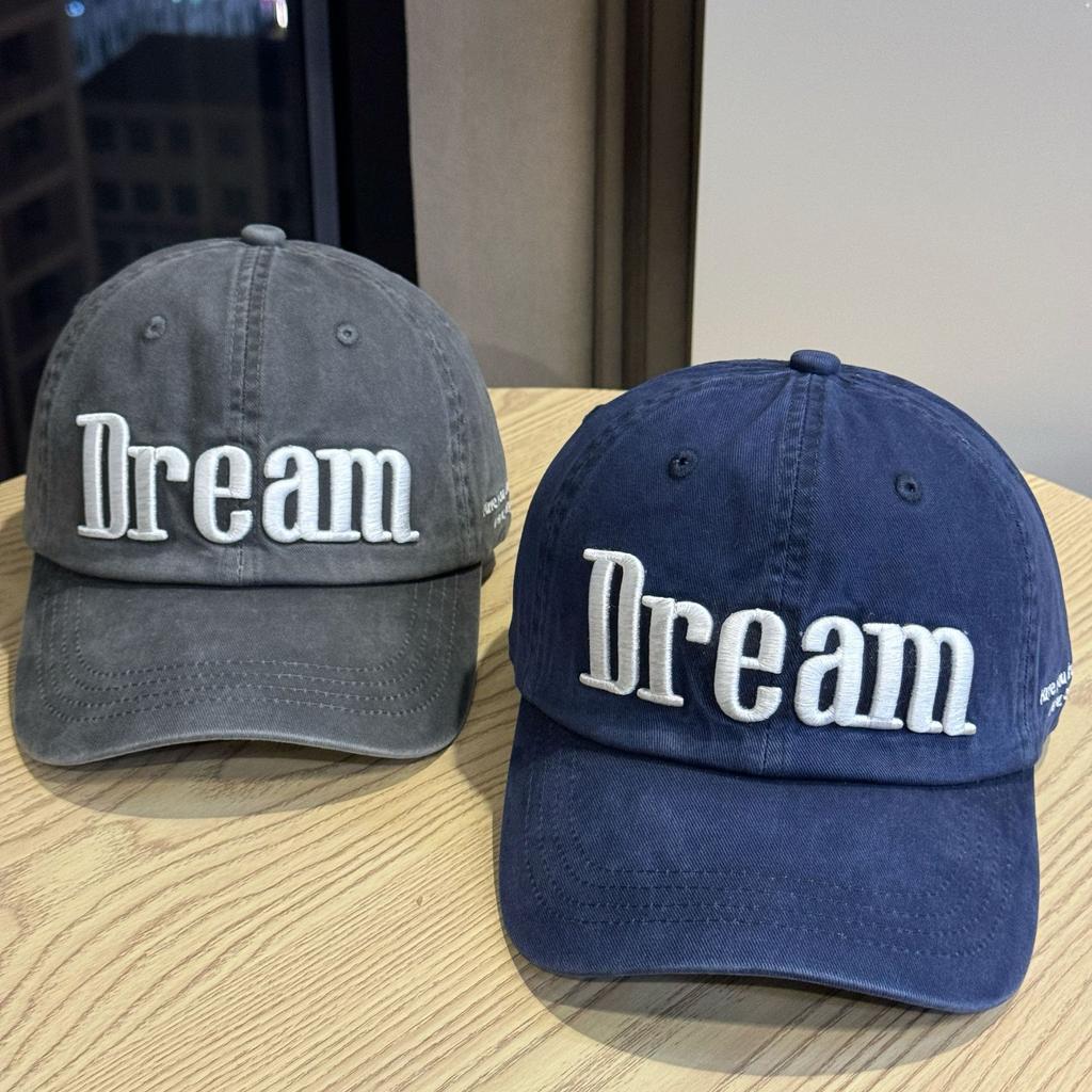 Three dimensional Letter Embroidery Baseball Cap for Women Trendy Soft Top Face Showing Small Retro Curved Brim Duck Cap for Men