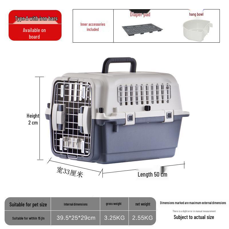 Portable Plastic Pet Carrier for Small/Medium Pets - Detachable Airline-Approved Transport Box