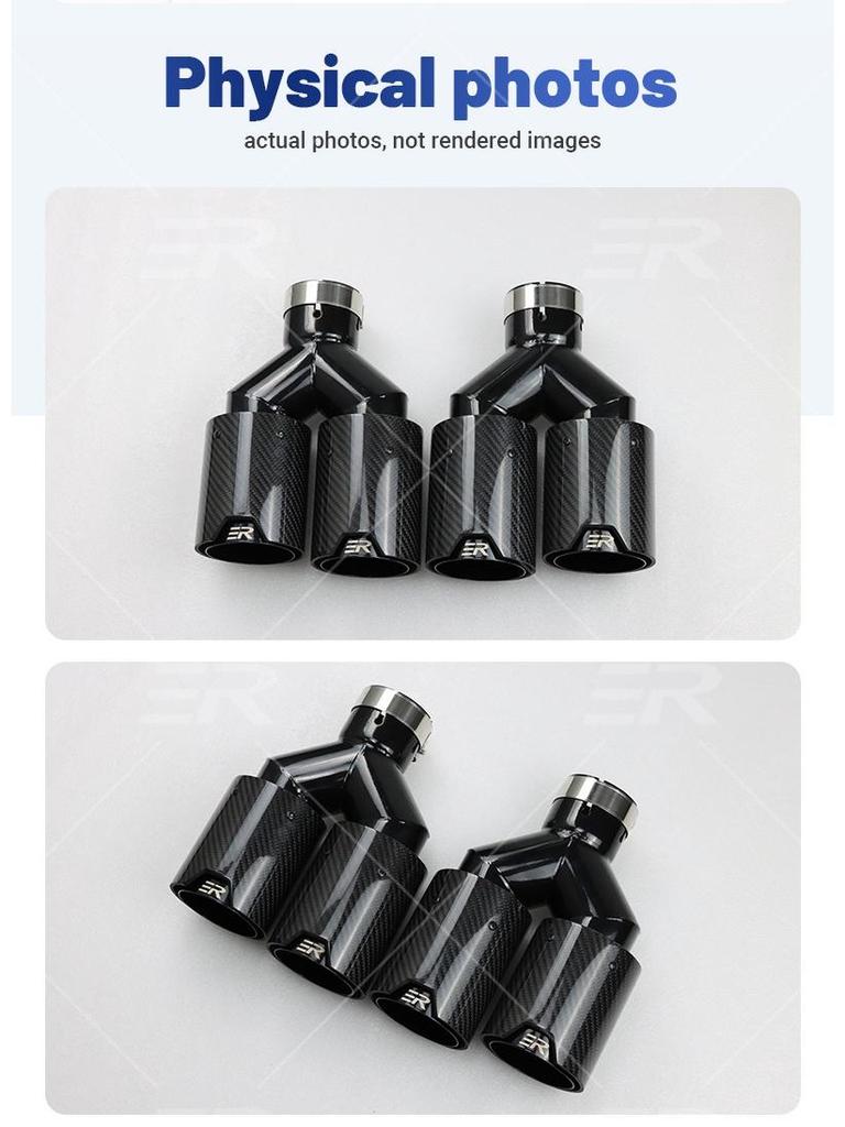 BMW Universal Y-Type Dual Carbon Fiber Black Exhaust Muffler & Tip