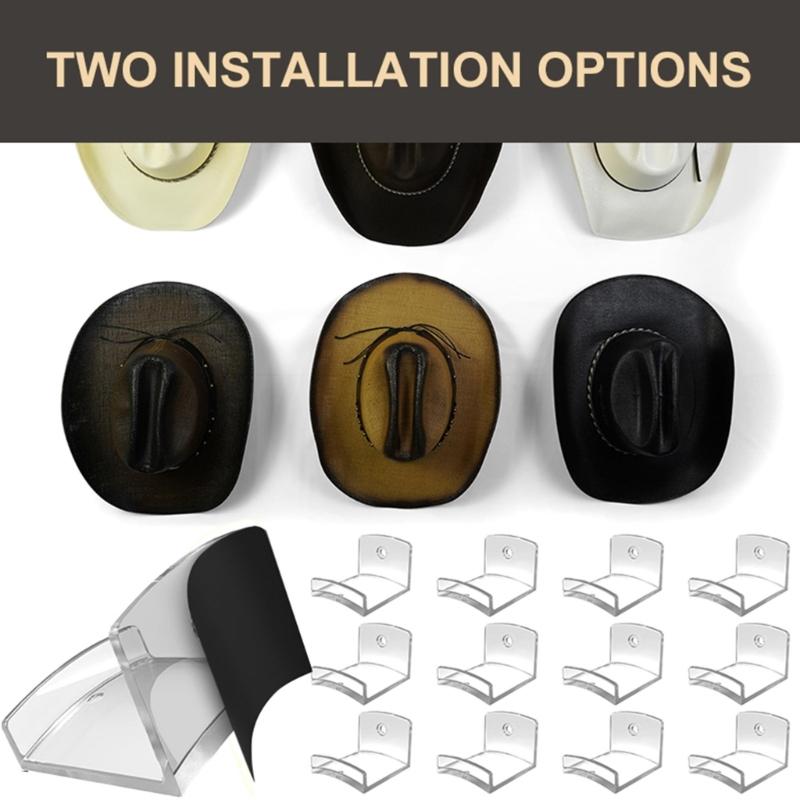 4/6/8/12pcs Acrylic Clear Hat Stand Wall Mount Baseball Caps Hangers Reliable Hat Organizer Easy Installation Hat Rack