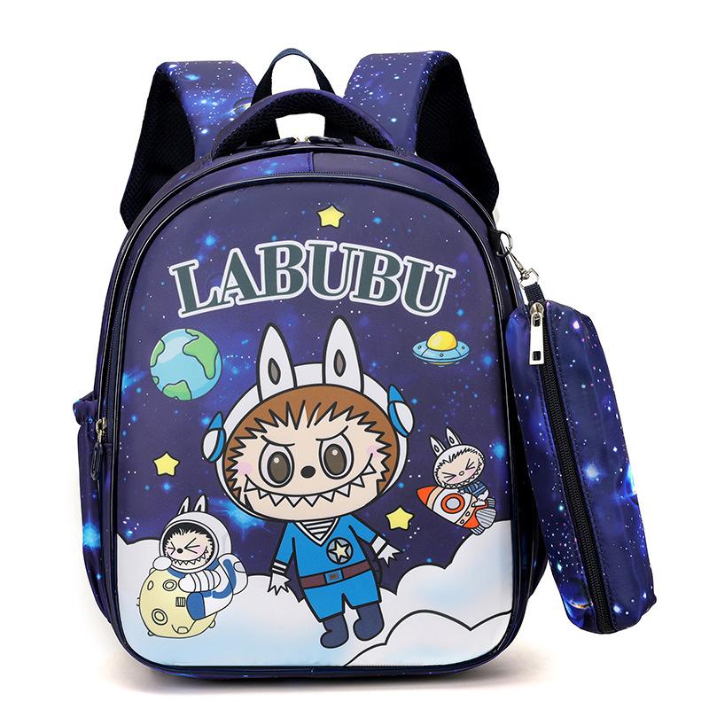 School Bag Labub Backpack School Bag Primary School Students Cute Cartoon School Bag Boys and Girls Burden Reduction Bag