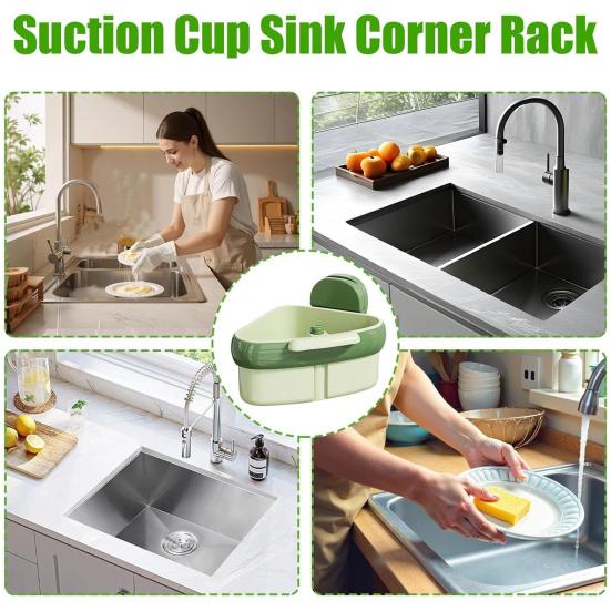 Suction Cup Kitchen Sink Strainer Basket Large Capacity Simple Installation Corner Sink Trash Catcher Sponge Holder