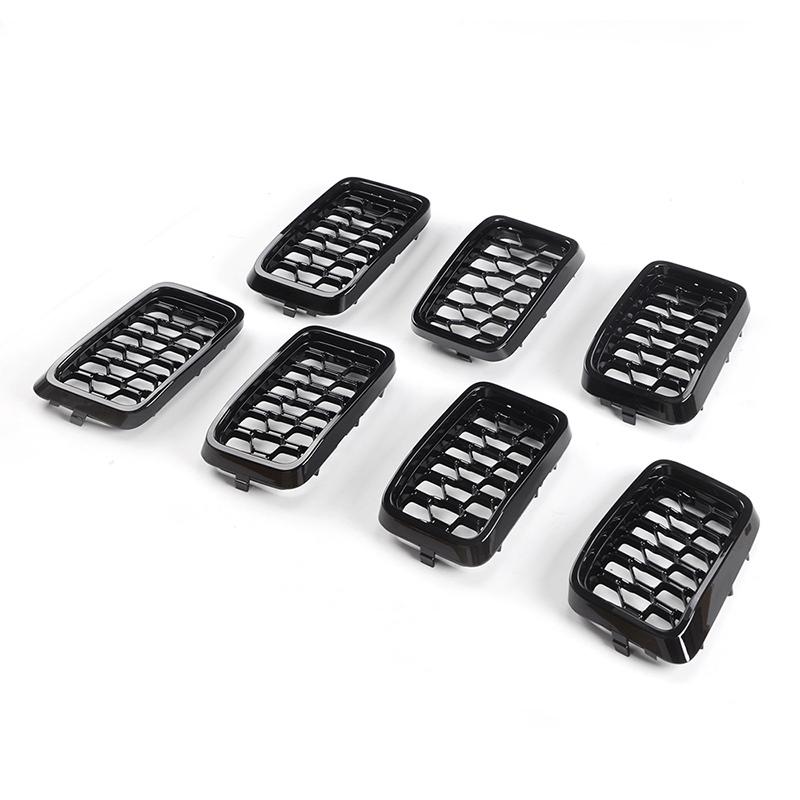 1 Set Black Car Front Bumper Insert Mesh Grille Front Radiator Inlet Grill Trim Cover Fit For Jeep Grand Cherokee 2017-2022 7pcs