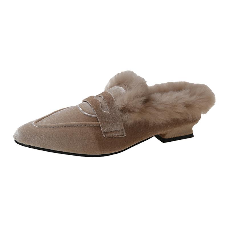 Fashion Fur Women Flats Cotton Boots Pointed Toe Suede Warm Shoes Designer Snow Boots Short Plush Walking Sexy Lady Shoes