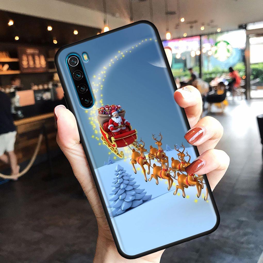 Christmas Santa Claus Mobile Phone Shell for Redmi Note 10 11 11S 11E 7 8 8T 9 9S 9T Pro Plus 4G 5G Black Soft Case Cover Fundas