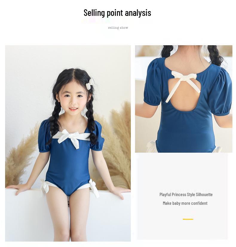 New Girls' Puff Sleeve Princess Swimwear - Cute and Fashionable Infant Swimwear
