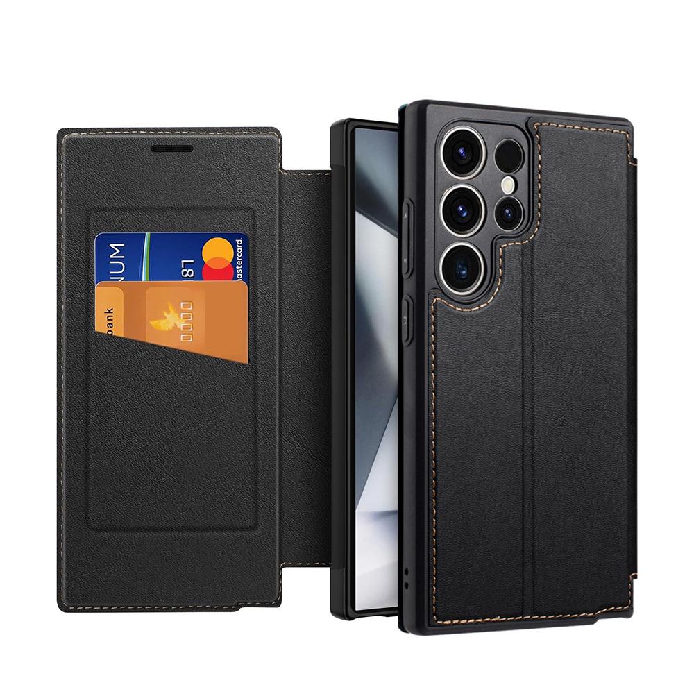 Samsung S25 Flip Ultra Leather Phone Case - Full Coverage, Lightweight, Magnetic Card Slot