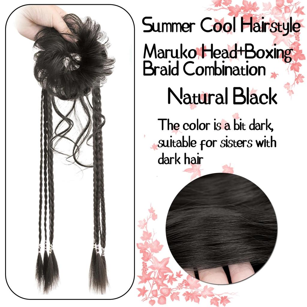 Extensii de coadă de cal cu împletitură lungă din fibră sintetică cu bandă de cauciuc Extensii de păr împletit de box de 22 inch cu coc dezordonat pentru femei Utilizare zilnică