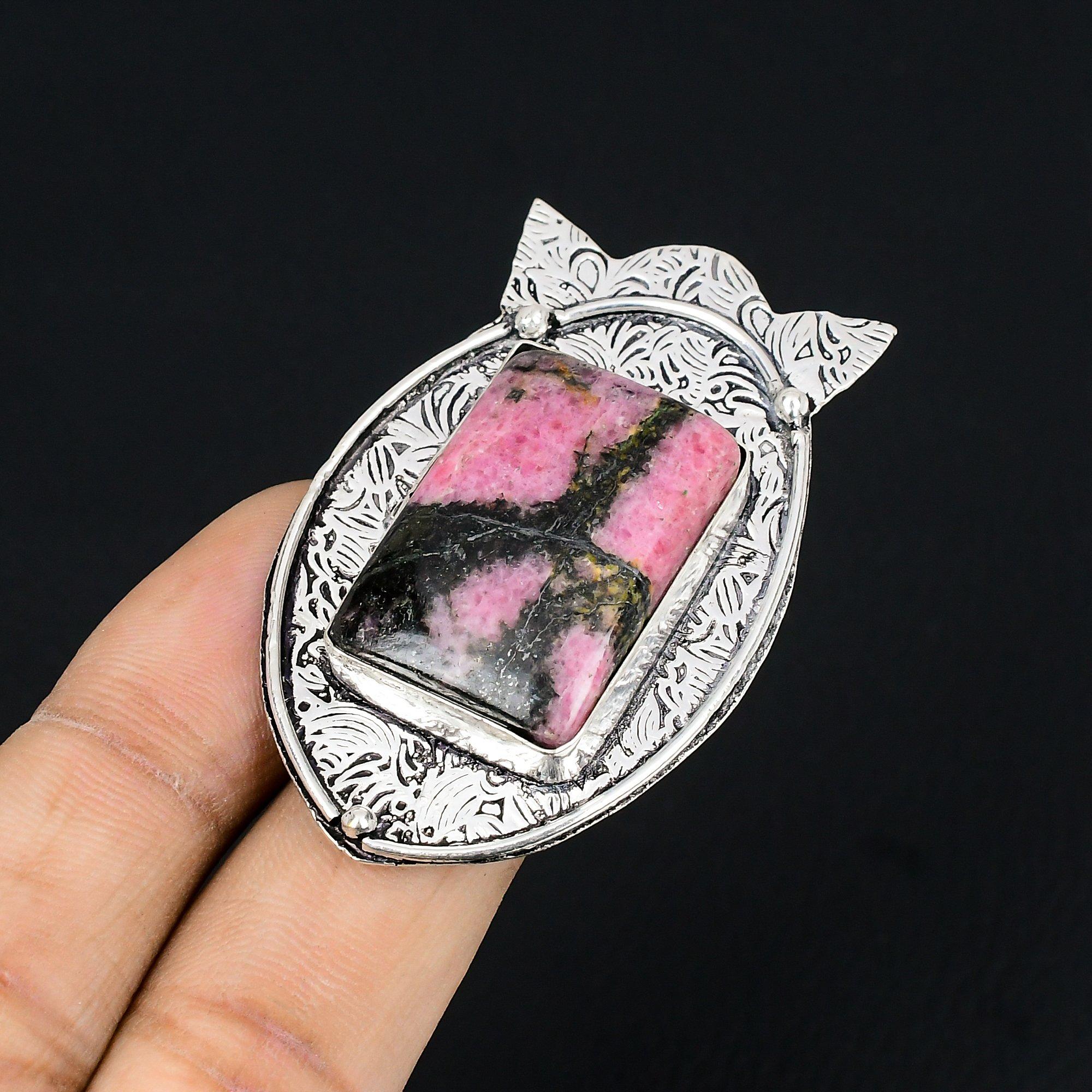 Sisters Day Deal Rhodonite Stone Stackable Promise Ring Sterling Silver US 8.5 8.5