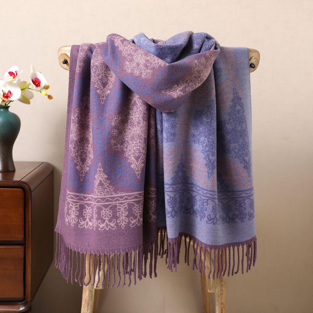 Retro Ethnic Tassel Women's Embroidered Imitation Cashmere Scarf Shawl - Autumn/Winter Style