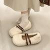 Flat Shoes Autumn New Round Toe Shallow Mouth One Belt Suede Soft Sole Non-slip Wear-resistant Cotton Shoes
