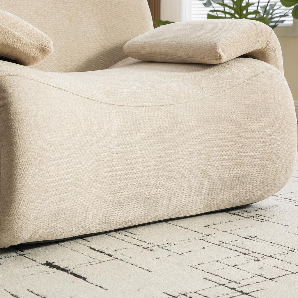 Modular compression sofa, chenille fabric, 30D high-elasticity foam filling. Easy to move, slip-resistant base. Ideal for living room. Light Khaki