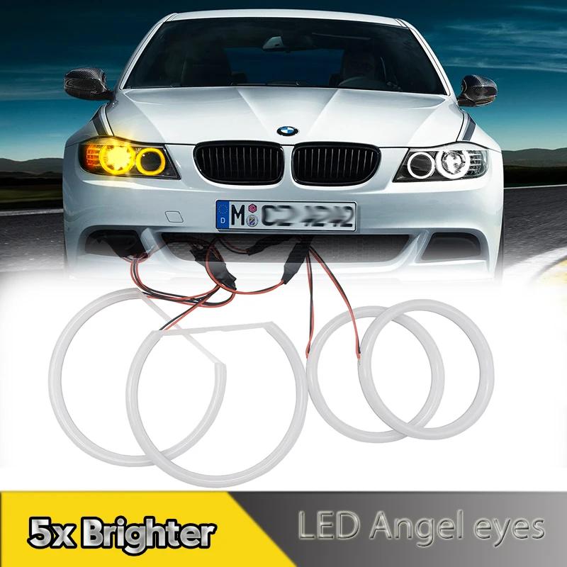 4Pcs RGBW Angel eyes Kit Halo Rings Cotton Light For BMW E90 Dynamic Daytime Running Lamps Bluetooth App Control Car Accessories