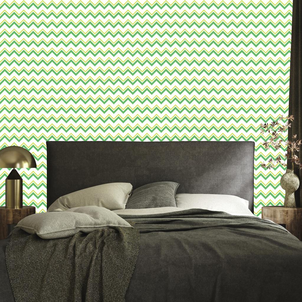 Zigzag Mint, White and Cream Wallpaper for Living Room and Bedroom 50x1000
