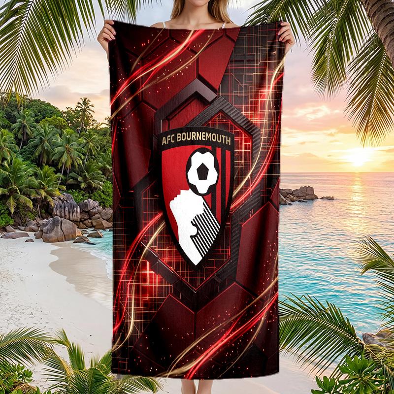 Bournemouth Fußball Strandtuch Weiches Mikrofaser Sommerhandtuch Schnelltrocknendes Saugfähiges Handtuch für Strand Schwimmbad Reisen