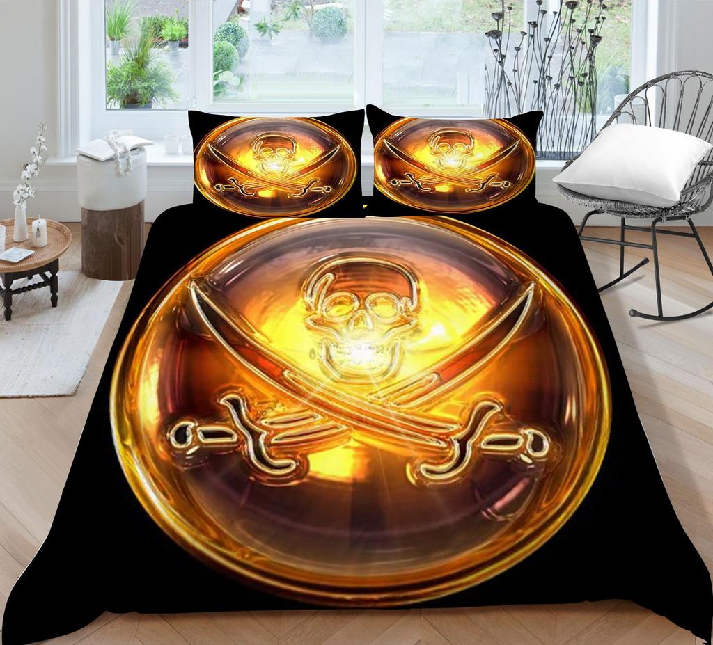 3D Duvet Cover Skeleton Home Bedding Set Microfiber Polyester Children Teen King Double Size Cool Quilt Cover