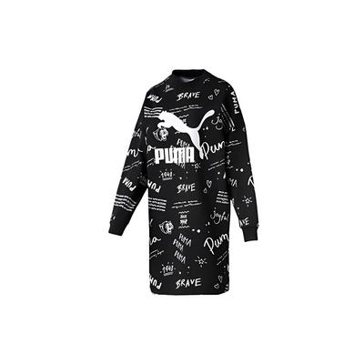 Allover Graffiti Großes Logo Kleid Damen Kleider Schwarz 59521961