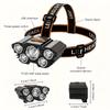 Multi-functional LED headlight, USB rechargeable headlight (with cable), adjustable mode, for outdoor camping and other family emergency lighting