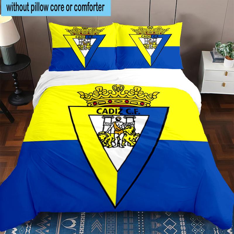 3-teiliges Bettwäsche-Set mit Cadiz-Wappen, inklusive 1 Bettbezug und 2 Kissenbezügen. Perfekt für Schlafzimmer, Wohnheim, Fan-Weihnachtsgeschenk