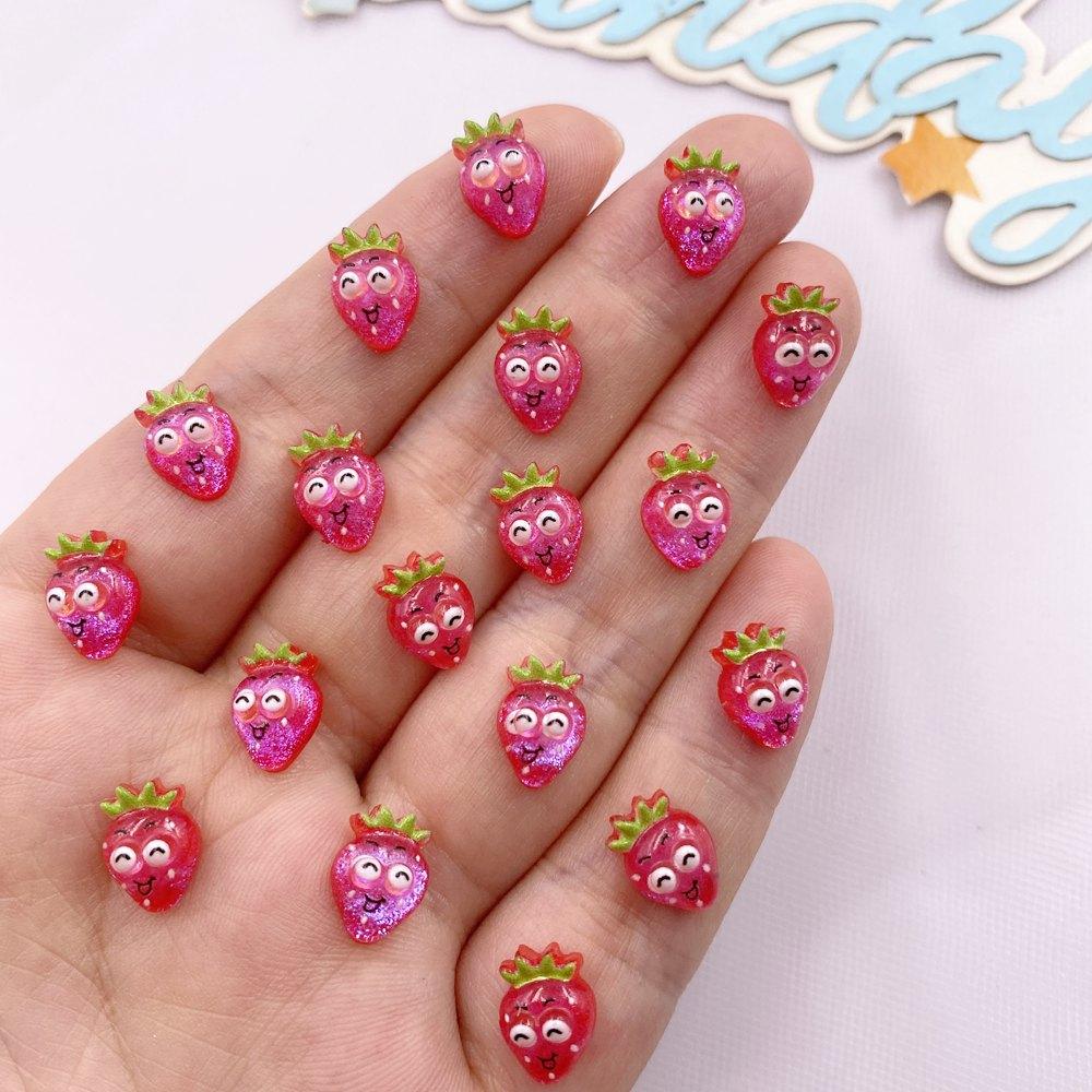 

50 шт. Смола Разноцветные Блестки Мультяшная Клубника Банан Редис Фрукты Ногти Искусство Плоская задняя страза Аппликация DIY Скрапбукинг Поделки
