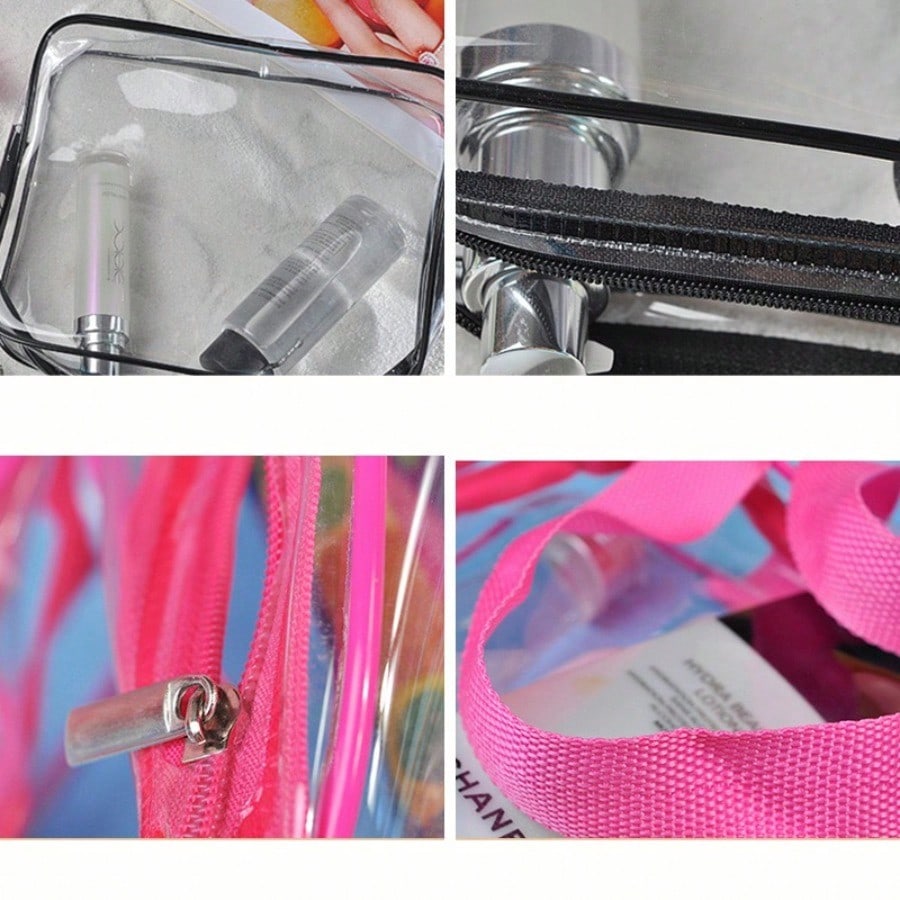 PVC large capacity transparent makeup bag, wash and storage bag, women's cosmetics bag