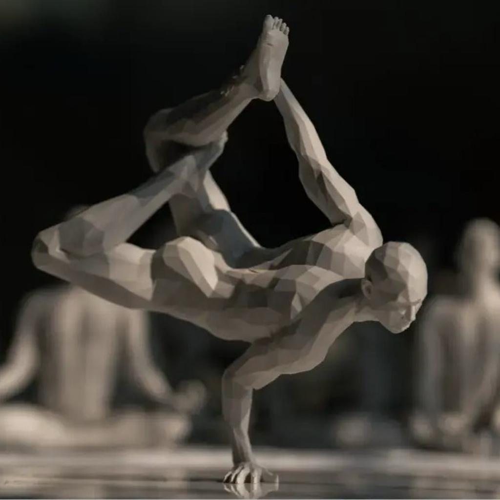 3D Yoga Pose Figurine – Male Plastic Desktop Ornament for Home & Office Decor