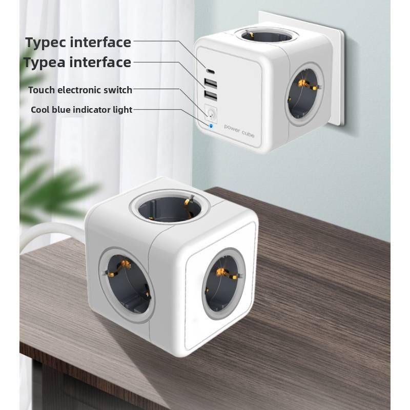 Cube Power Allocacoc Original Power Socket 4 Outlets 2 Usb Ports Adapter Plug Eu