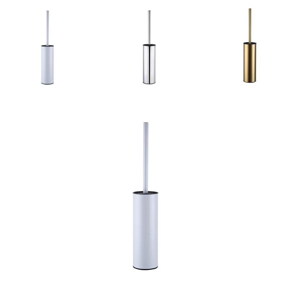 Stainless Steel Toilet Brush Holder Set With Round Design For Modern Bathroom Decor