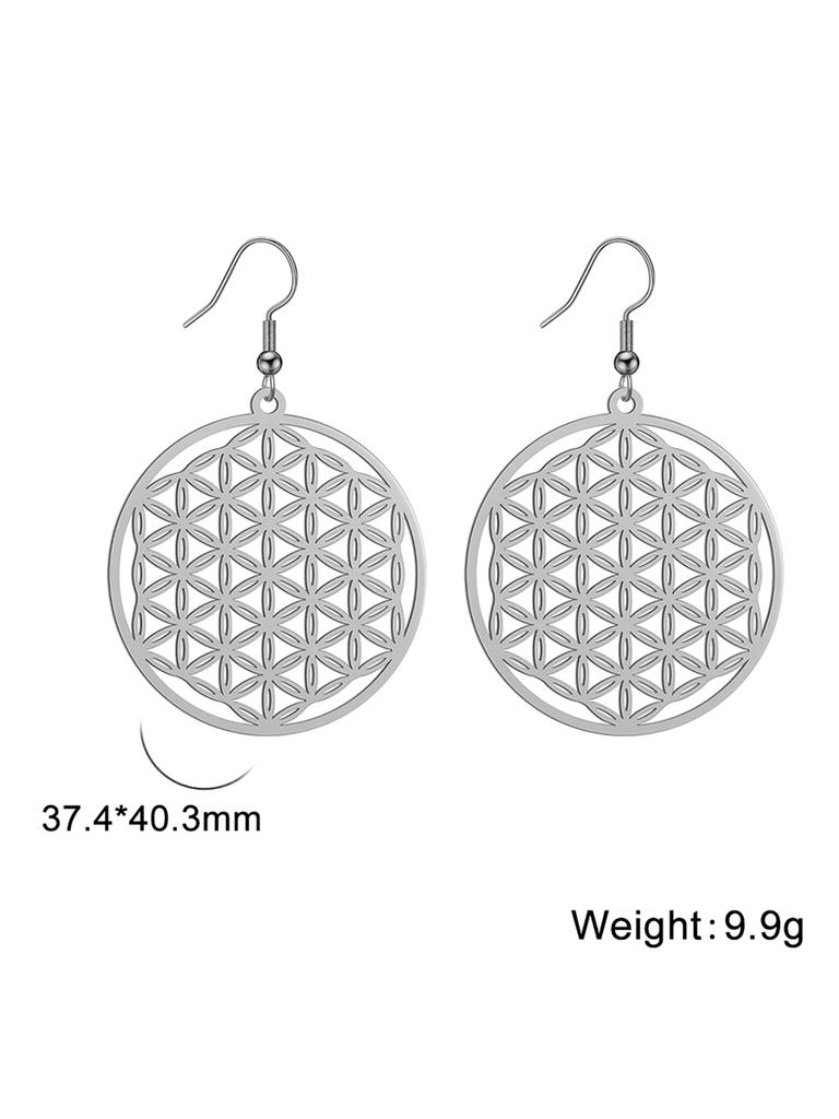 LIKGREAT Flower of Life Stud Earrings for Women Stainless Steel Round Earring Mandala Sacred Geometry Seed of Life Jewelry Gift