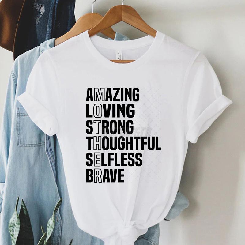Mother Inspirational Quote Graphic T Shirts Gift for Mom Short Sleeve Tee Mom Life Tee Shirt Letter Print Mother’s Day T-shirts
