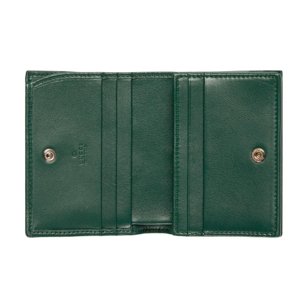 Gucci GG Marmont V Shape Quilted Double G Card Holder Napa Leather Wallet Unisex wallet Green 466492-AAFAX-3020