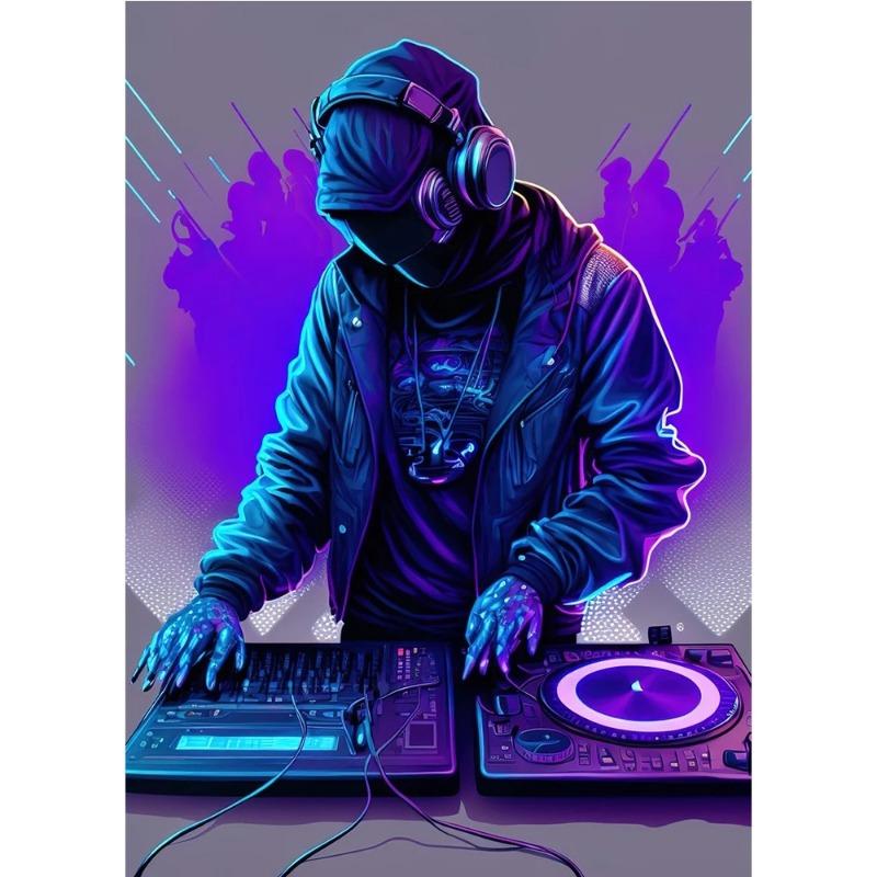 

Неоновый дизайн, музыка, крутой DJ, постер для наушников, холст, картины, абстрактное настенное искусство для бара, клубной комнаты, домашний декор, без рамки, без светодиода 21cm×30cm NoFrame