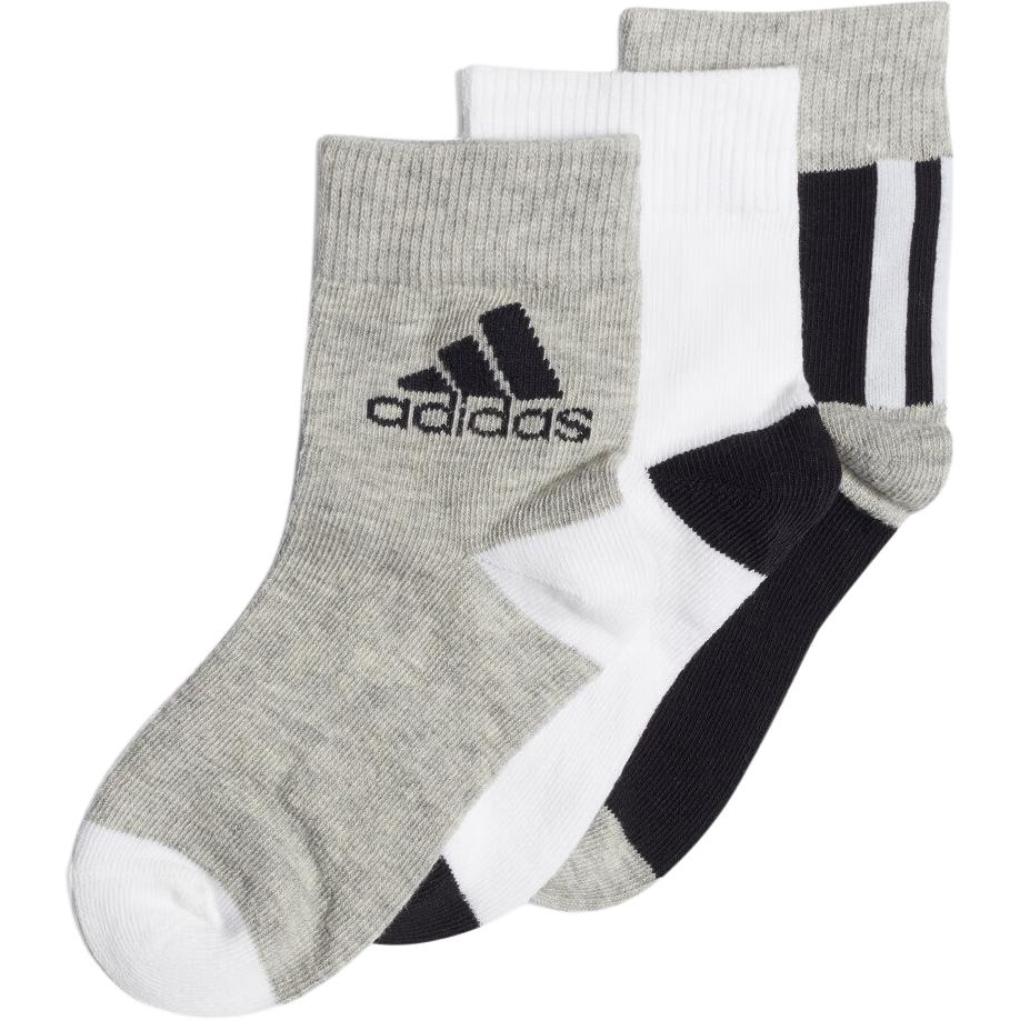 Adidas Socks 3 Pack Black White Gray Kids  ED8642 KM