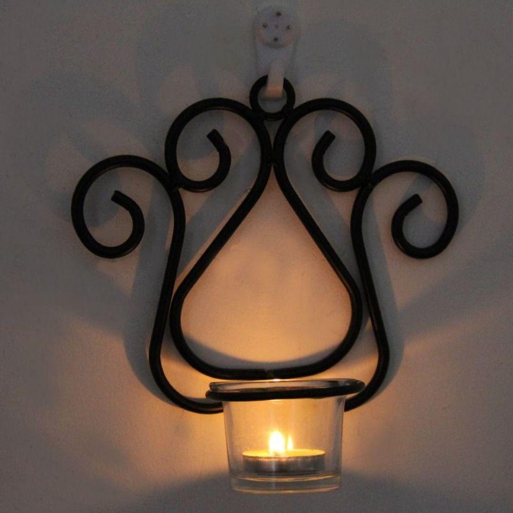Anti-Rust Iron Candlestick Shelf Decorative Wall Display Holder Wedding Decor