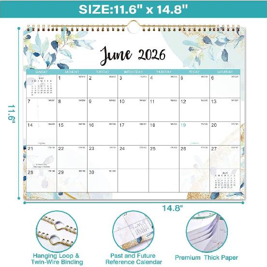 2026 Calendar - 2026 Wall Calendar from July 2025 to December 2026, 11.6''x14.8'', 2026 Wall Calendar 18 Months with Large Blocks for Writing,