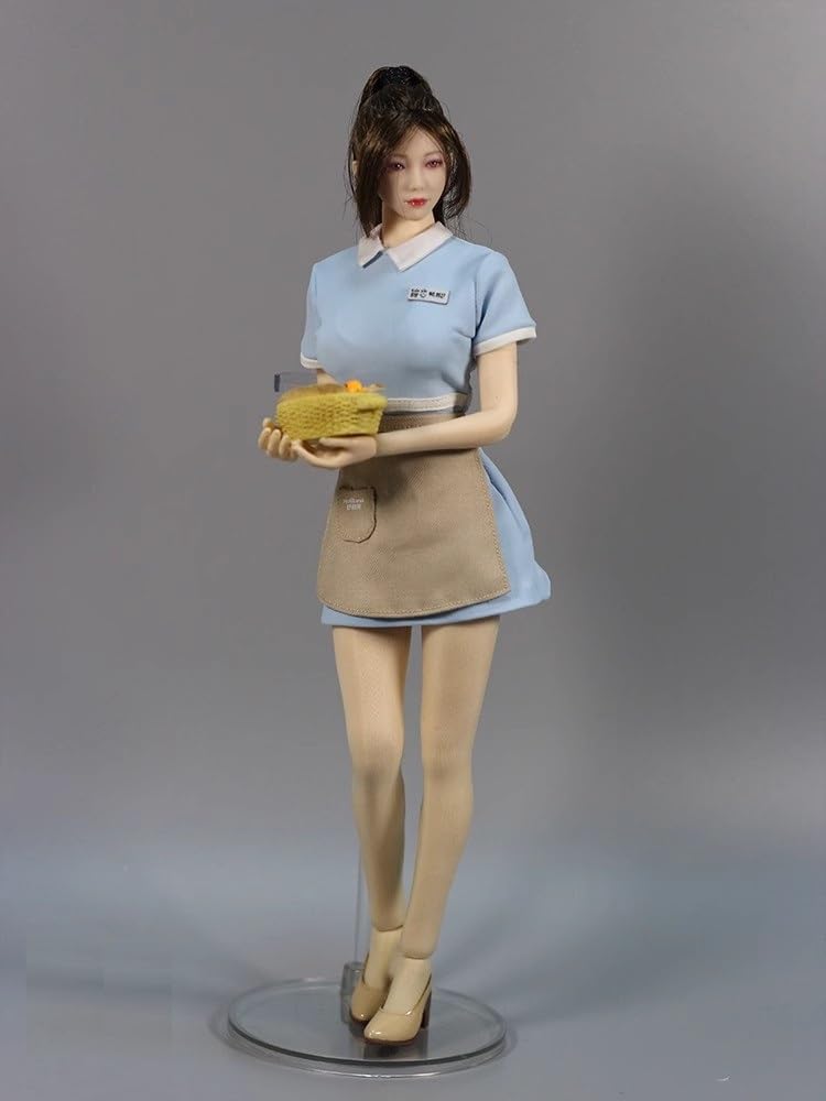 Scale Action Figure Compatible with TBLeague and Other Bodies HAILI TOYS HU9046B Family Restaurant Clerk Beautiful Woman Blue Uniform and Shoes Set