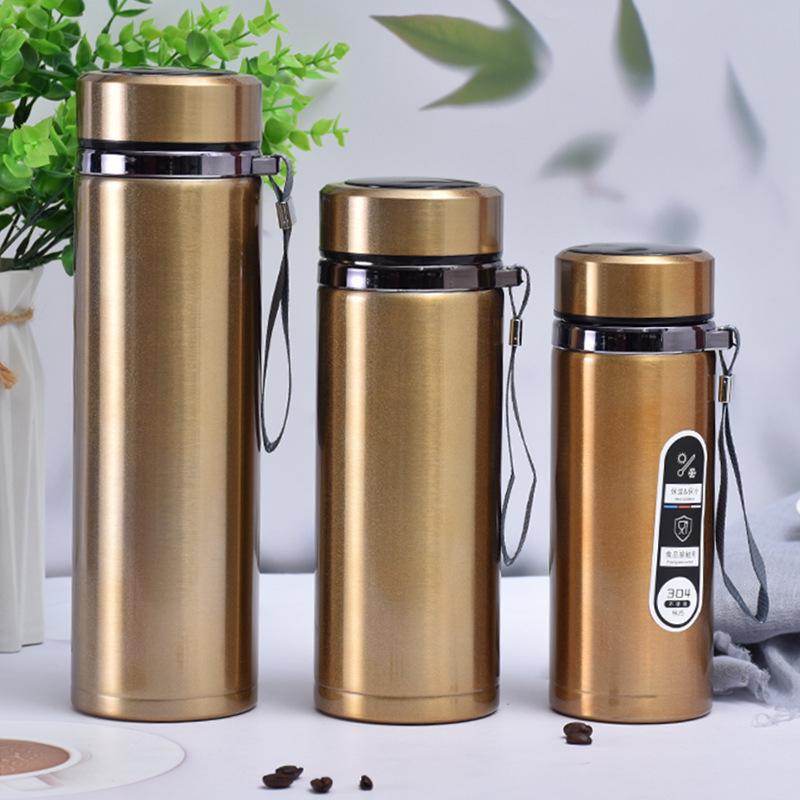 Gradient Rostfritt Stål Smart Isolerad Vattenflaska med Snodd - Stor Kapacitet, Bärbar för Utomhussporter