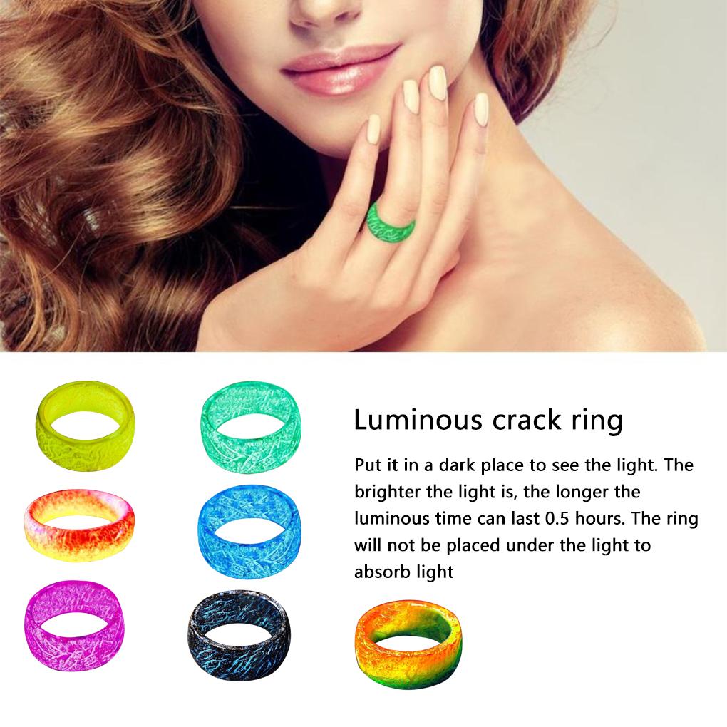Fashion Colorful Luminous Resin Ring Women Men Fluorescent Glowing Rings