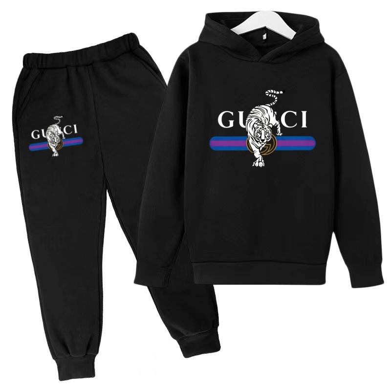 Children New Tiger Print Hoodie Clothes Autumn Winter Casual Long Sleeve Pullover 2pcs Top+Pants Brand Girl Boy 3-12Yrs Coat Set