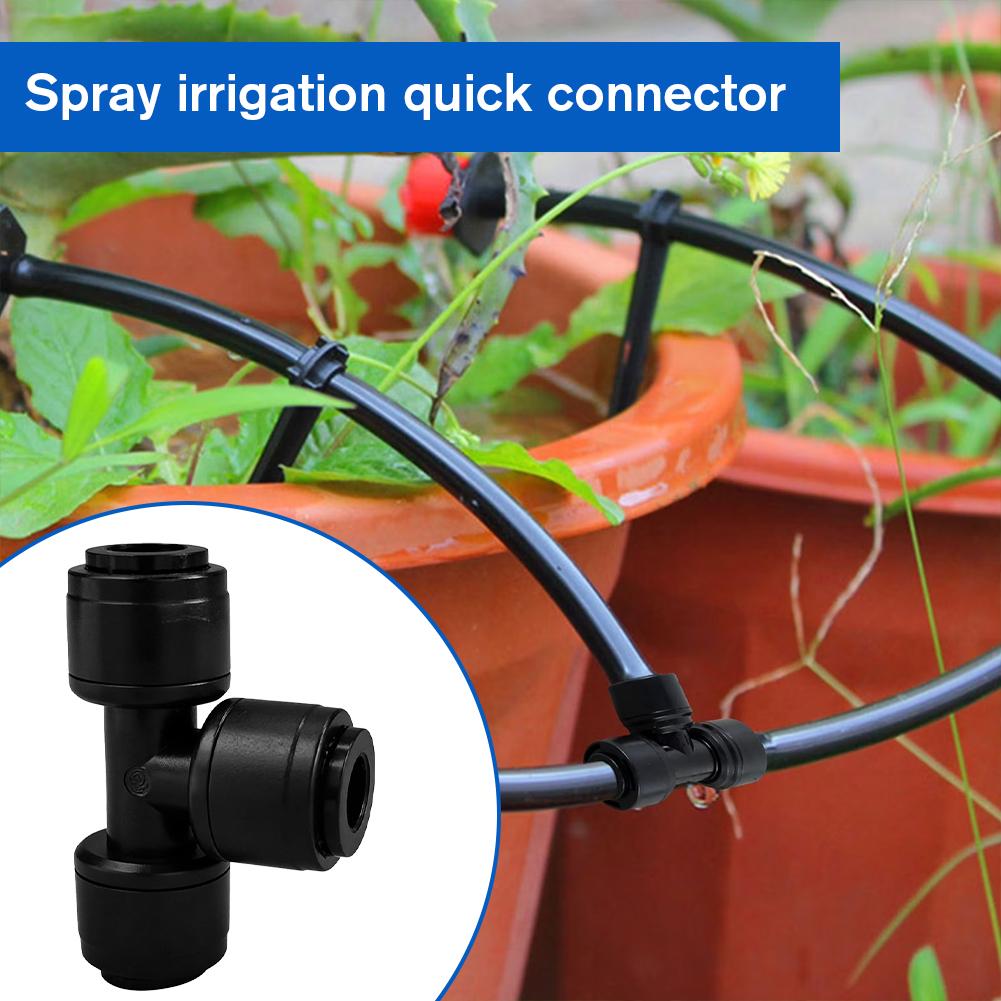 10Pcs Drip Irrigation Parts Quick Connect 1/4" Hose Tee Fittings Universal Irrigation Connectors for Garden Farm & Greenhou W9M4