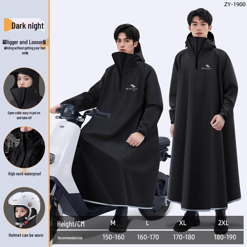 

Thickened Waterproof Electric Car Raincoat: Full-Body One-Piece Poncho for Men, Storm-Proof and Enlarged for Adults XL чёрный