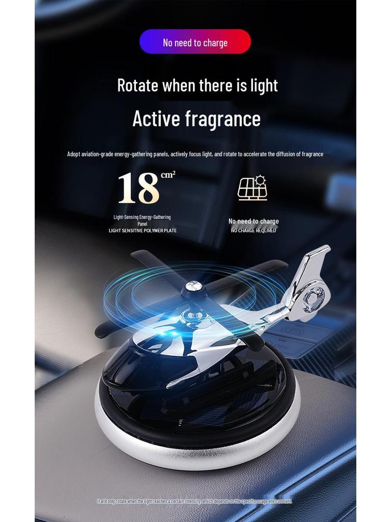 Solar-Powered Rotating Helicopter Car Air Freshener - Perfume Holder for Center Console